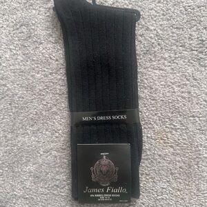 James Fiallo Men’s Dress Socks Ribbed Crew Size 10–13 New Black NWT